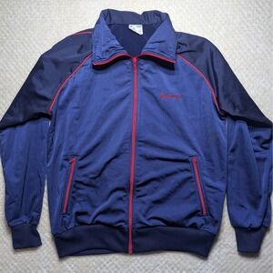 Vintage MacGregor Mens Track Jacket Navy Blue Red Full Zip Raglan Size Medium